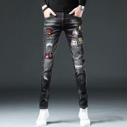 Men's Casual Embroidered Jeans