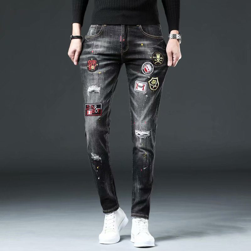 Men's Casual Embroidered Jeans