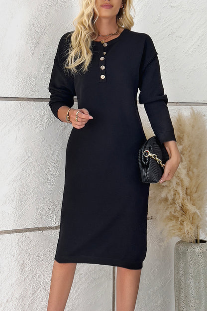 Buttoned Drop Shoulder Dress